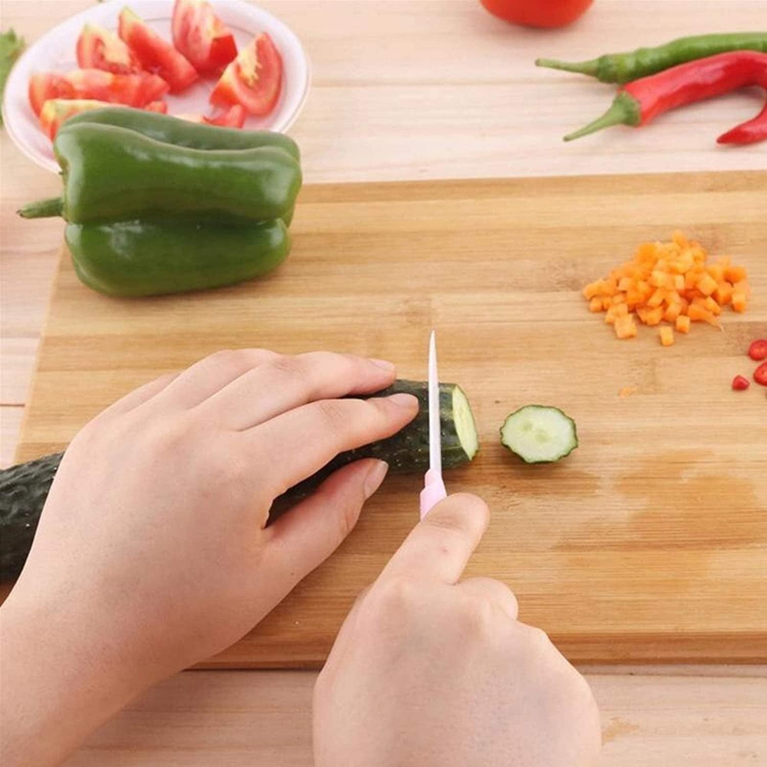 Thick Wooden Bamboo Kitchen Chopping Board with Holder for Fruits & Meat